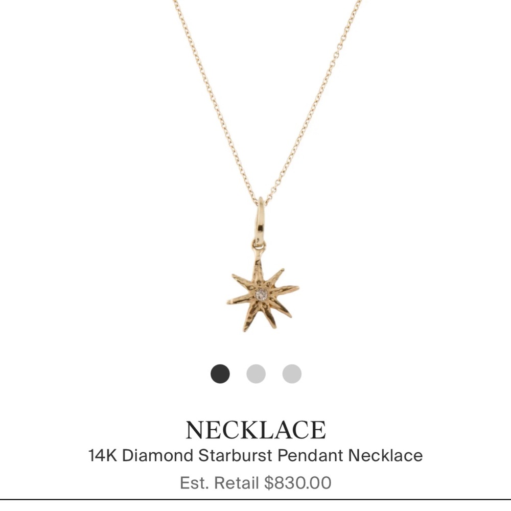 14k solid gold starburst diamond necklace. 100% authentic from The Real Real.